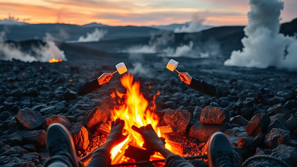lava field camping marshmallows