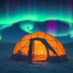 northern lights snow tent
