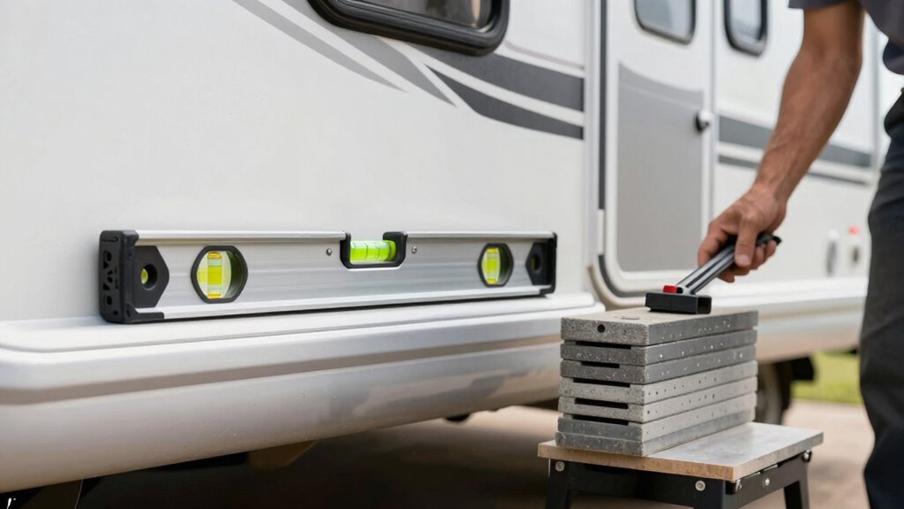 How to Level Your RV Fast: The Method That Works Without Arguments 7 check ground adjust jacks