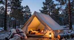 cozy cold weather glamping
