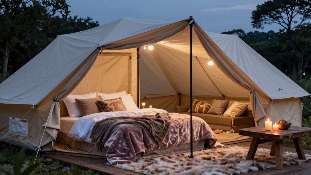 luxurious camping essentials and decor