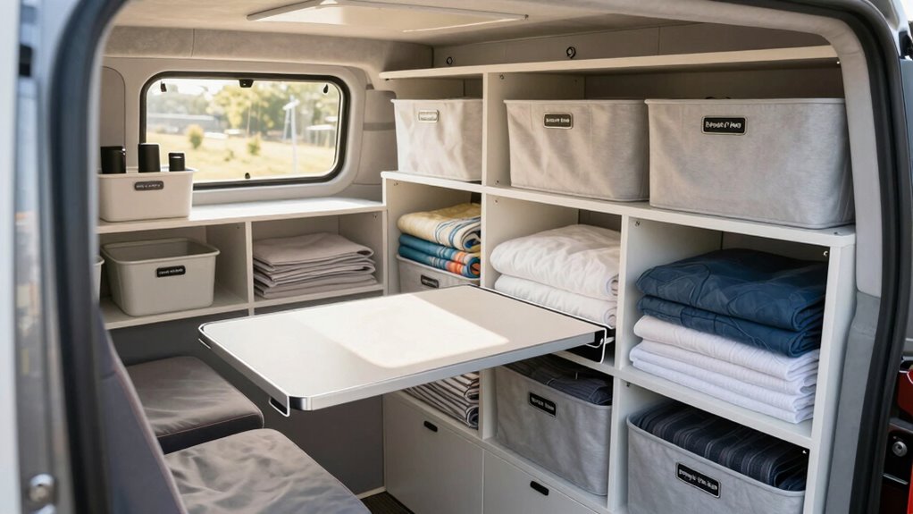 organized campervan storage system