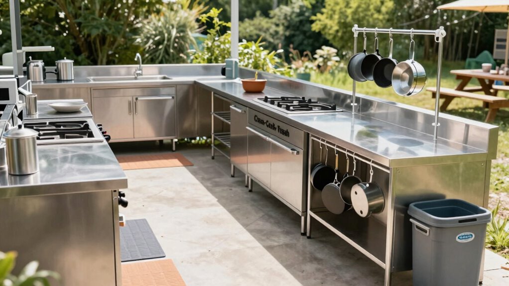 organized camping kitchen setup