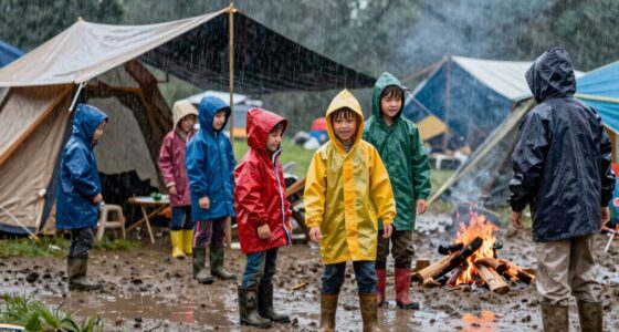 rainy muddy kid camping