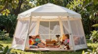 screened porch tent setup