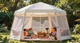 screened porch tent setup