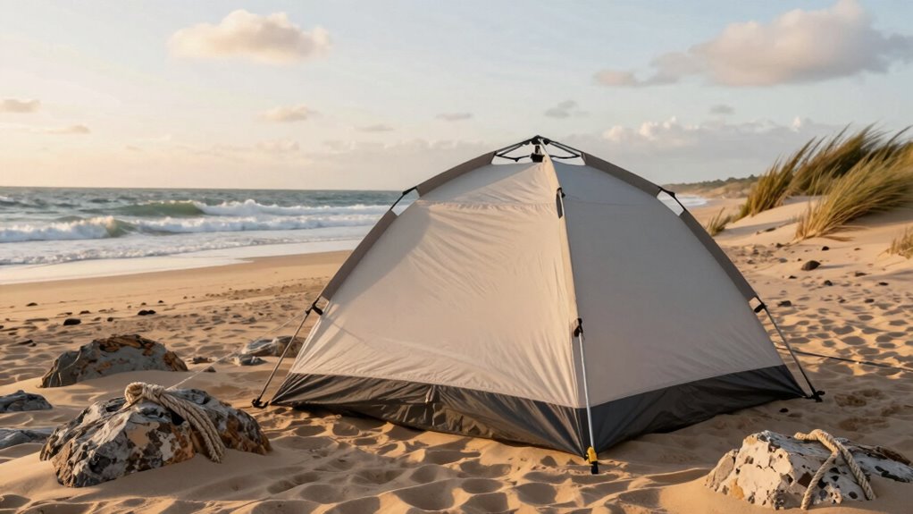 secure tent with stakes