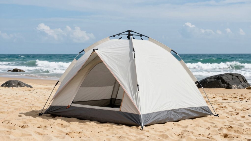 secure tent with stakes
