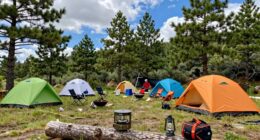 setting up temporary camping