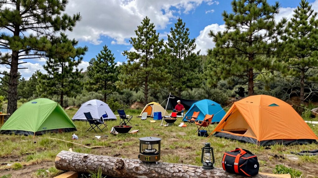 setting up temporary camping