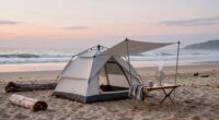 windproof beach camping setup
