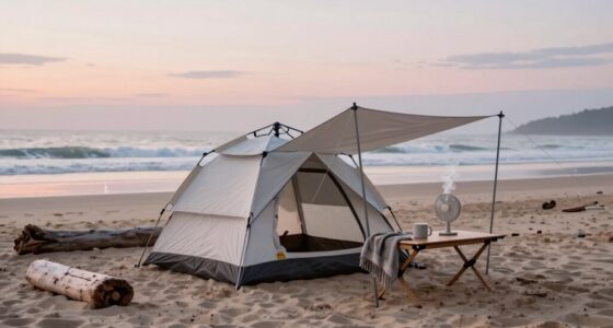 windproof beach camping setup