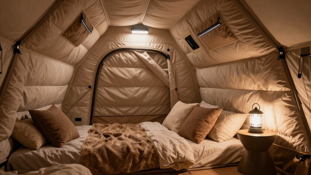 cozy organized tent atmosphere