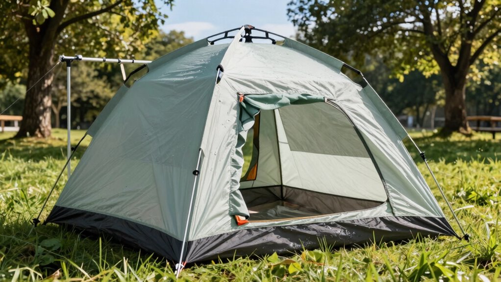 drying tent after rain