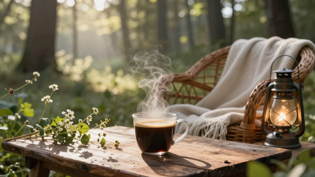 morning coffee enhances glamping