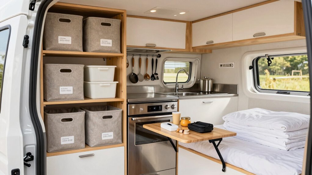 organized campervan accessible snacks