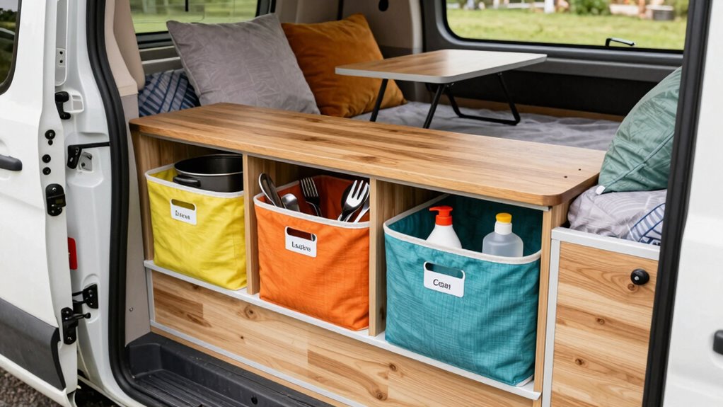 organized campervan storage system