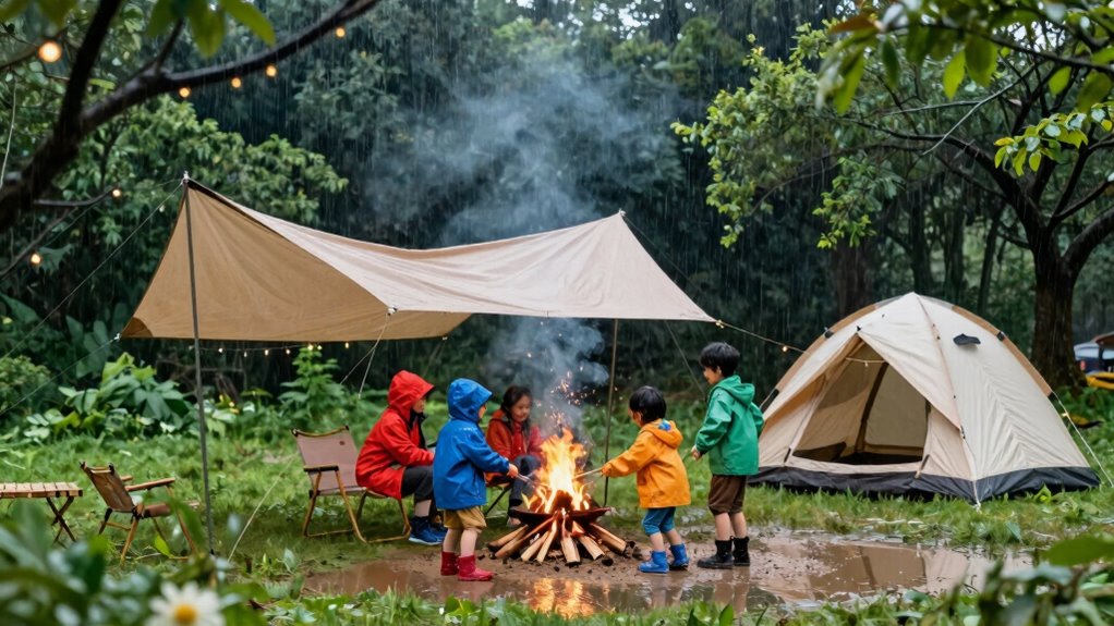 rainy campsite family strategies
