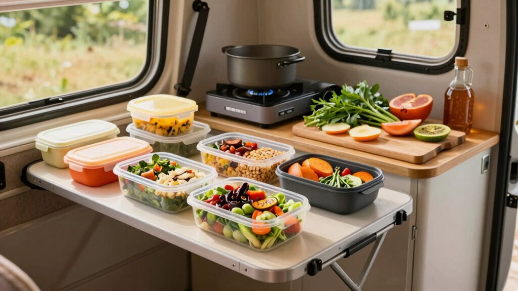 tiny space camper cooking