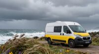 windy coastal campervan parking