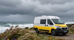 windy coastal campervan parking
